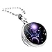 Collier avec pendentif double face en forme de boule de verre - 12 signes du zodiaque - Cadeau d'anniversaire pour homme et femme - Tn1438