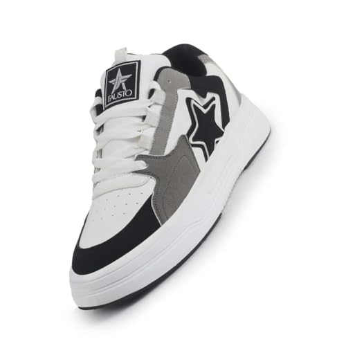 Image of FAUSTO Men's Colorblocked Mid Top Breathable Lace-Up Sneaker Shoes|Memory Cushion Casual Shoes|Chunky Streetwear Fashion Sneakers