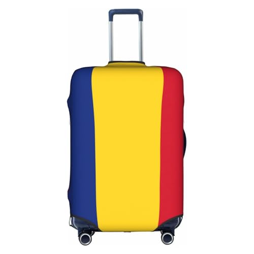 Flag Of Romania Print Travel Elastic Suitcase Luggage Baggage Cover Protector, Washable And Anti-Scratch