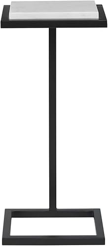 Miniatura 3 de Moss + Fig Martini - Mesa auxiliar de mármol blanco y negro satinado (mesa de pedestal moderna de 10 pulgadas de ancho x 23 pulgadas de alto x 8