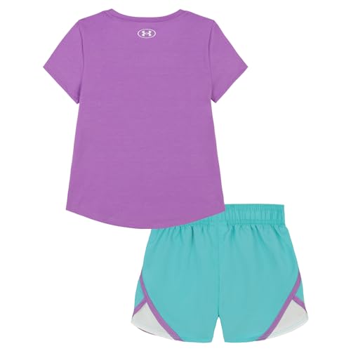 Image of Under Armour Girl's 2-piece Short Sleeve Tee and Shorts Set, Lightweight and Comfortable