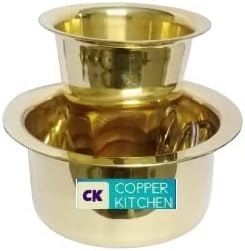 CK COPPER KITCHEN â„¢ Brass Traditional Kumbakonam Coffee, Tea Dabara Set/ Tumbler Set (Gold, 150ml, 200ml).