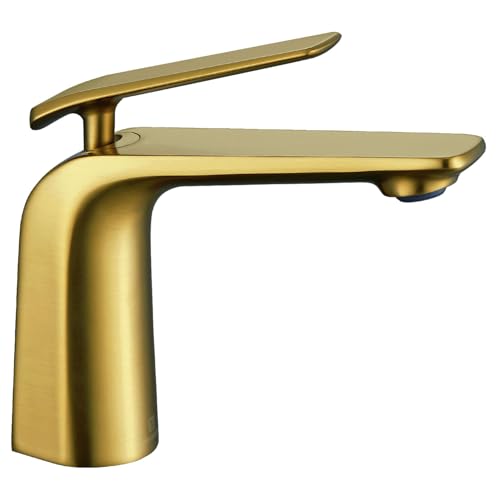 TOCALOCA Brushed Gold Bathroom Faucet, Single Hole, Single Lever, Vessel Sink Faucet, Copper, Aerated Stream, 2.2 GPM, Limited Warranty