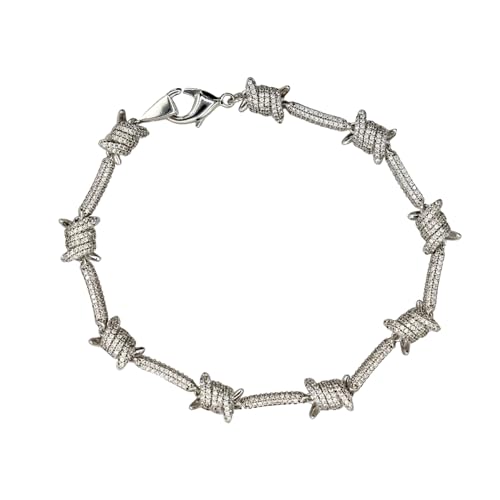 GLD Shop Barbed Wire - Necklace, Bracelet Options - 6/7/8/9 Inch Length Bracelet - 16/18/20/22 Inch Necklace - White Gold - Unisex