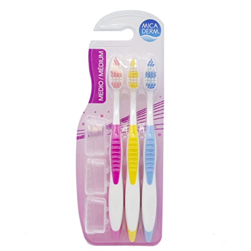 Marca Blanca - Micaderm Cepillo dental medio, pack 3