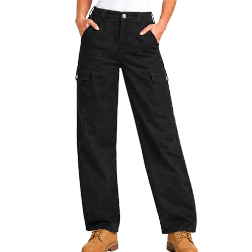 Dickies Womens Cargo Pants Relaxed Fit Duck Canvas Cargo Work Pants Size 27 Black