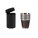Cnrfeoap Vasos de chupito únicos y prácticos con cubierta de cuero, vasos de chupito de acero de 30/70/180 ml de capacidad para fiestas de entretenimiento