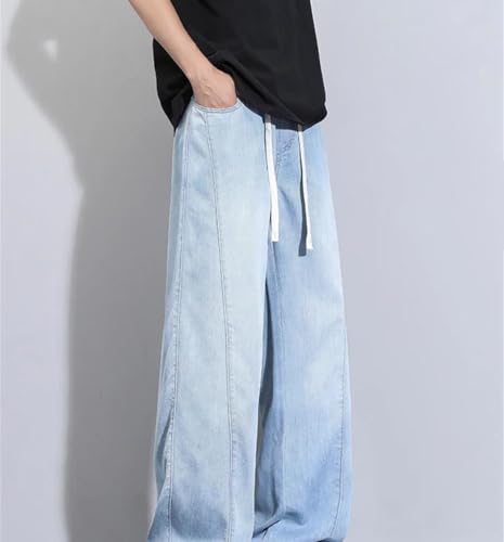 Men Summer Lightweight Wide Leg Denim Pants Thin Outdoor Casual Straight Fit Baggy Trousers2