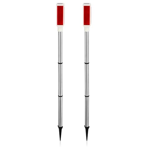 Image of DOITOOL 2 Pcs Driveway Markers Solar Powered, 30 Inch Reflective Red Driveway Reflectors on Poles for Snow Road Outdoor Yard Parking Lots Strobe Warning Landscape Lighting