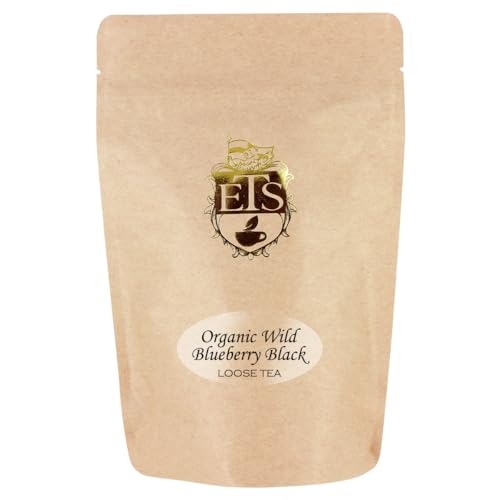 Wild Blueberry Organic Black Tea Loose Leaf 4oz Pouch | Medium Caffeine Fruity Black Tea with Sweet Blueberry Aroma | High Antioxidant Kosher Vegan Tea from Ethical Tea Partnership | Hot or Iced