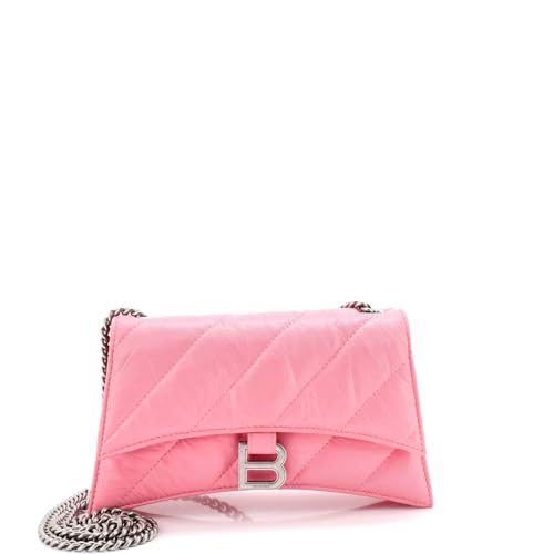 Balenciaga, Pre-Loved Crush Chain Flap Bag Quilted Crushed Calfskin XS, Pink