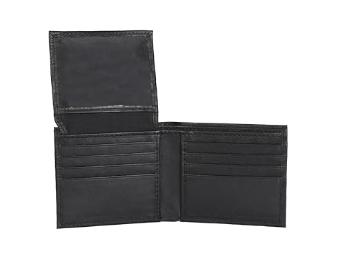 Mens RFID Blocking Bifold Wallet Genuine Leather Brown (Walnut)