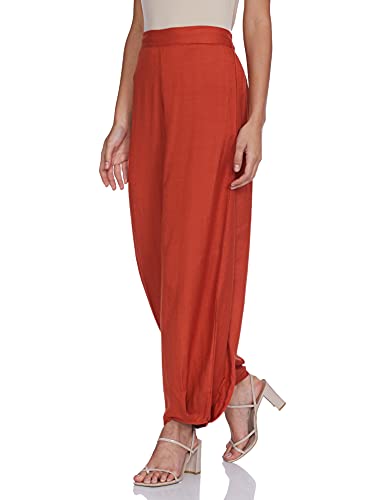 Image of W for Woman Apricot Orange Solid Pleated Carrot Pants for Women