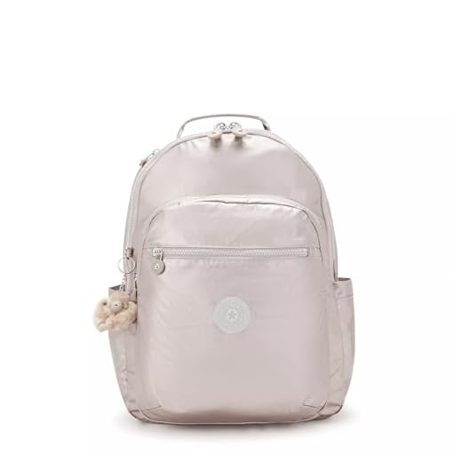 Kipling Mochila feminina para laptop Seoul de 15 polegadas, Mochila para laptop de 15 polegadas Seoul, Brilho metálico, 13.75"L x 17.25"H x 8"D