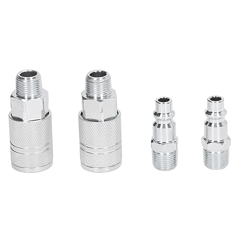 Air Hose Fittings, 2 External Connection and 2 External Plug 3/8 Inch NPT Industrial Air Compressor Quick Connect Fittings