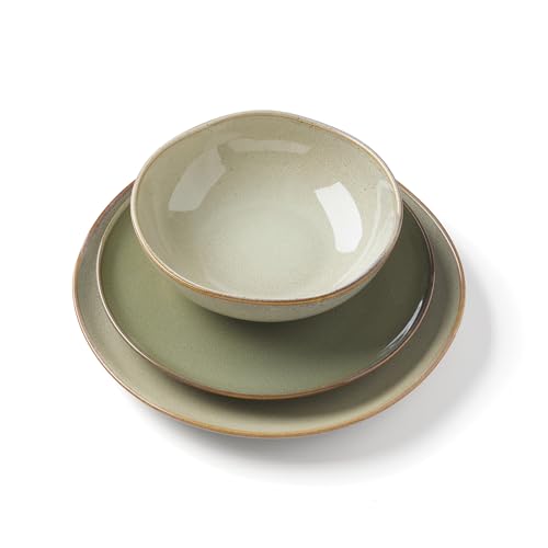 Image of Oneida 897205 Organic Shades 12-Piece Dinnerware Set, Sage Green