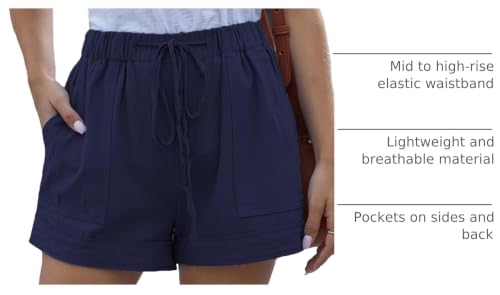 Image of YOCUR Womens Lightweight Shorts Casual Baggy Trendy Hot Pants Elastic Waist Drawstring Comfy Shorts