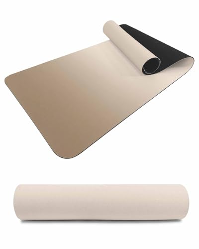 Debedcor Heat Proof Table Pads Waterproof Decorative, Khaki Brown Ombre Non-Slip Table Countertop Protector, Farmhouse Brown Color Gradient Insulation Mat for Kitchen Room, 40 x 12 Inches