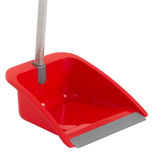 MAYA Recogedor Flex Plegable. Ideal para Espacios Pequeños. Diseño Compacto y Colgable. Pala de Polipropileno con Regleta de Goma. 26x25x86 cm (Rojo)