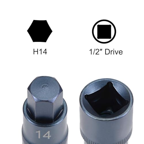 TA-VIGOR Hex Bit Socket, 1/2" Drive x H14 (14mm) Allen Key Socket, Premium S2 Steel Bits - Image 3