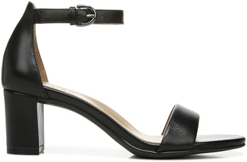 Naturalizer Womens Vera Ankle Strap Block Heel Dress Sandal ,Black Leather,8.5M - 5