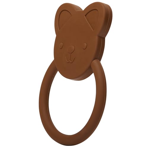 Image of C.R. Gibson 100% Food Grade Silicone Bear Baby Teether for Infants, 2.75 inch x 4.25 inch, Multicolor | 100% food-grade, Easy-grip ring, Raised texture, Lightweight, Supports sensory exploration