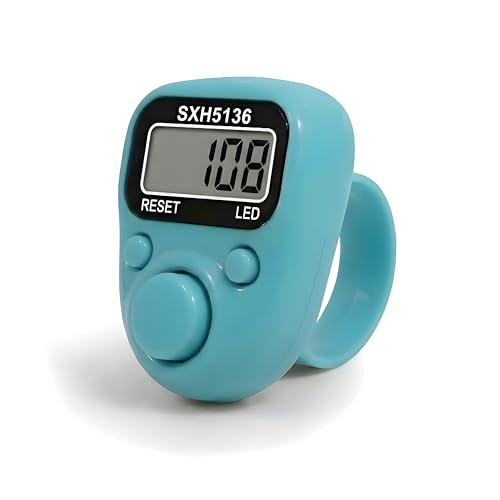 Image of Digital Hand Tally Counter, LED Display, Ring Design, Reset Button(Pack of 1) (Sky Blue)