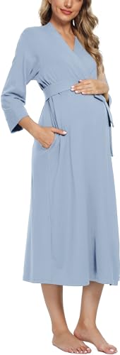 Xpenyo Women's Maternity Sleepwear,Labor/Delivery/Nursing/Hospital Nightgown Kimono Robes Long Pregnancy Loungewear3