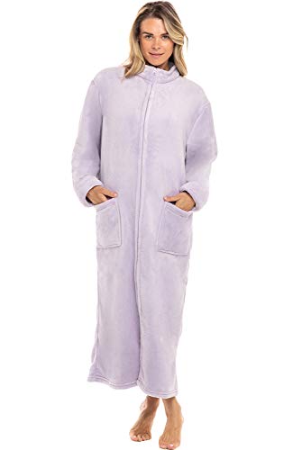Image of Alexander Del Rossa Long Zip Up Robes, Plush Zipper Robes for Plus Size, Housecoats Zipper Front