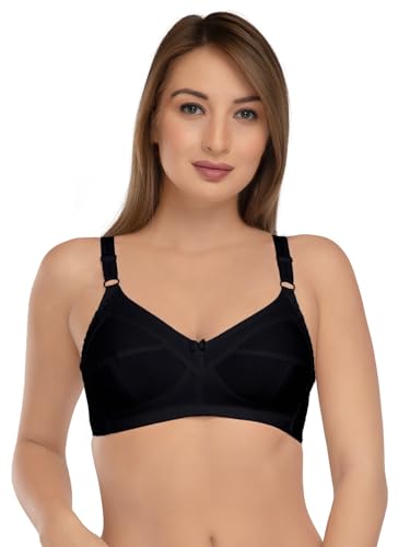 Image of DAISY DEE Women's Cotton Brassiere Non-Padded Wirefree Seamed Full Coverage Comfort-fit Cut and Sew, with Broader Band Regular /Dress /Saree Bra - NSHPU