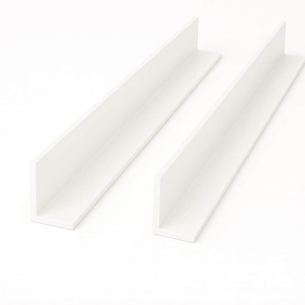 2 x White 1 Metre UPVC Plastic Rigid Angle 50 x 25mm Corner Cover Trim 90 Degree