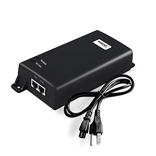 Procet Single Port Gigabit Power Over Ethernet Active Poe Injector 60W Poe Midspan 55V, Ieee802.3Af,Ieee802.3At,Poe++, For Ip Camera , Access Point Long Range,Ip Phones #TOP1