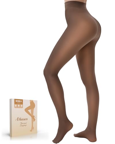 Image of Bebila Fleece Lined Tights Women, Fake Translucent Warm Tights for Winter Sheer Pantyhose Thermal Leggings