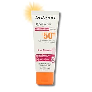 Babaria – Protector Solar Facial 50 Rosa Mosqueta | Crema Protectora Solar 50 | Crema Solar 50 | Proteccion Solar 50 Facial | Crema Hidratante con Protección Solar Mujer y Hombre