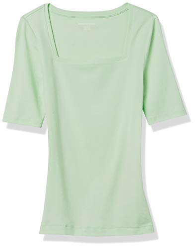 Amazon Essentials Women's Slim-Fit Half Sleeve Square Neck T-Shirt, Green, X-Large #TOP5