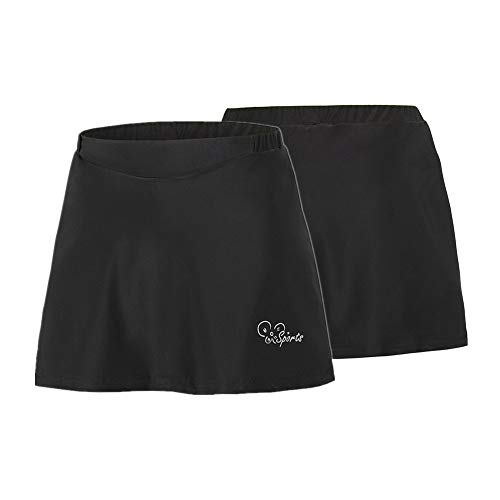 Atack-B Frauen Sport Kurzer Rock Skinny Stretch 2-in-1 Shorts Rock, Schnell Trocknende Atmungsaktive Radhose Mit Silikonpolstern Damen-Radrock (schwarz,L) Cover