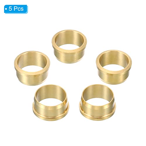 PATIKIL 14mm Tube OD Brass Compression Sleeves Ferrules 5 Pack Brass Compression Fitting Assortment Kit, Gold Tone - Image 3