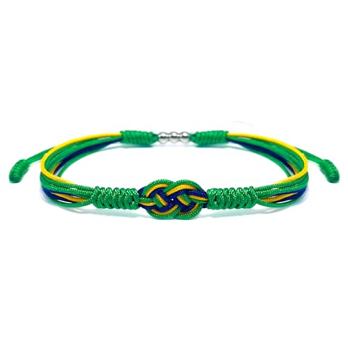 HARACRAFT Brazil Infinity String Bracelet, Brazilian Proud, Forever Country Flag Color Tibetan Bracelet, Surfer Wrap Bracelet for Men, Women, Forever Friendship, Lucky and Protection (Brazil)