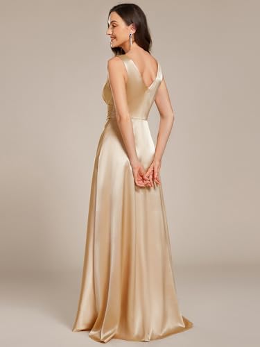 Ever-Pretty Women's Double-V-Neck Floor-Length Empire Waist Satin Formal Dress with Pockets 023262