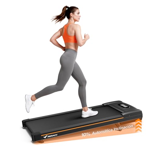 MERACH Cinta de Correr con Altavoz Bluetooth, 10% Inclinación Automática Cinta de Andar, 3.0HP Walking Pad, Treadmill Capacidad 159KG, 6km/h Caminadora Electrica para Casa y Oficina, 41x102cm, App