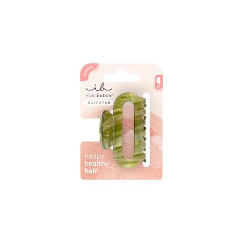 Invisibobble - CLIPSTAR Evergreen - Pinza mediana verde con formas orgánicas, elegante y práctica, ideal para todo tipo de cabello - Sujeción segura y estilo moderno