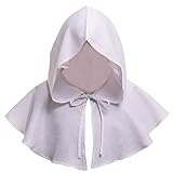 DCUTERQ Halloween Grim Cowl Cloak Medieval Wicca Pagan Hood Hat Cosplay Costumes Hooded Poncho for Men Women White