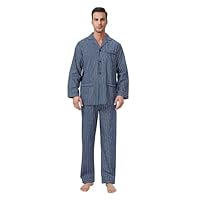 GLOBAL Pigiami Due Pezzi da Uomo Cotone Blu S