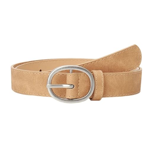 Minimally Designed Blue Women's Belt Oval Silver Needle Buckle Pu Leather Girdle Dress Decorative Accessory Black Waistband