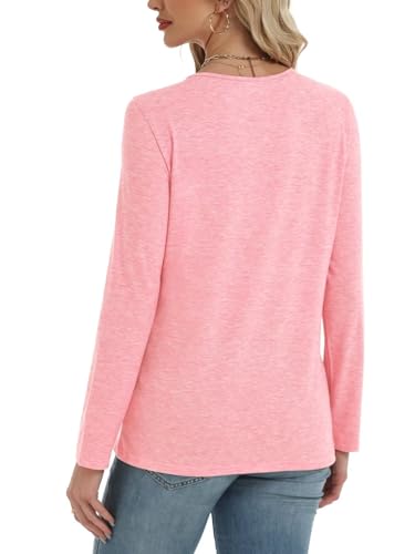 Image of Gihgoew 2 Pack Womens Tops Crewneck Soft Long Sleeve Shirts Fall Clothes Casual Tshirts Basic Tee