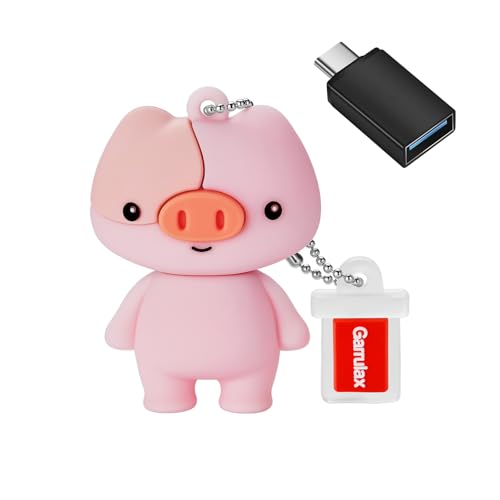 GARRULAX USB Flash Drives, 16GB/32GB/64GB/128GB Silicone USB2.0 High Speed Thumb Memory Stick Pen Date Storage Pendrive U Disk (Piggy, 128GB)