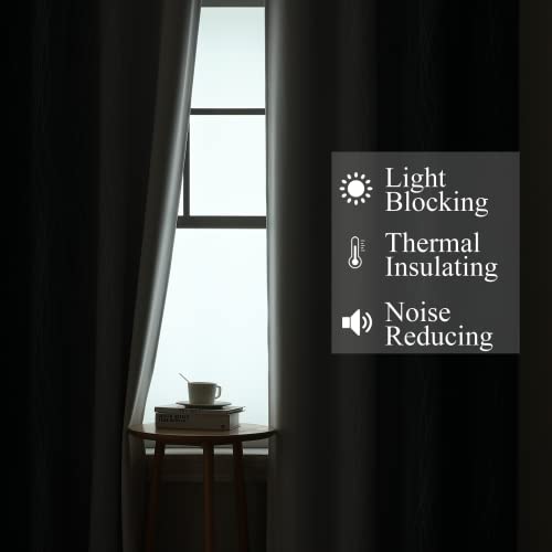 Estelar Textiler Navy Blue and Greyish White Blackout Curtains 45 Inch Length, Light Blocking Gradient Drapes for Kitchen, Thermal Insulated Grommet Ombre Curtains for Bathroom,42Wx45L,2 Panels