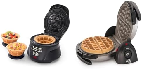 Presto 03500 9.3" Belgian Waffle Bowl Maker & 03510 Ceramic FlipSide Belgian Waffle Maker Bundle