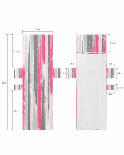 Pink Grey Beach Lounge Chair Towel Cover, Soft Chaise Lounge Towel with Side Pockets Patio Pool Chairs Cover for Beach/Pool Sunbathing 29x85 Modern Abstract Art Striped Geometric