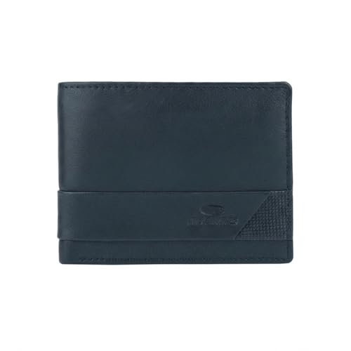 No Limits Cartera de piel auténtica para hombre, protección RFID, con monedero, tarjetero, elegante, con caja, azul navy, Clásico, Moderno